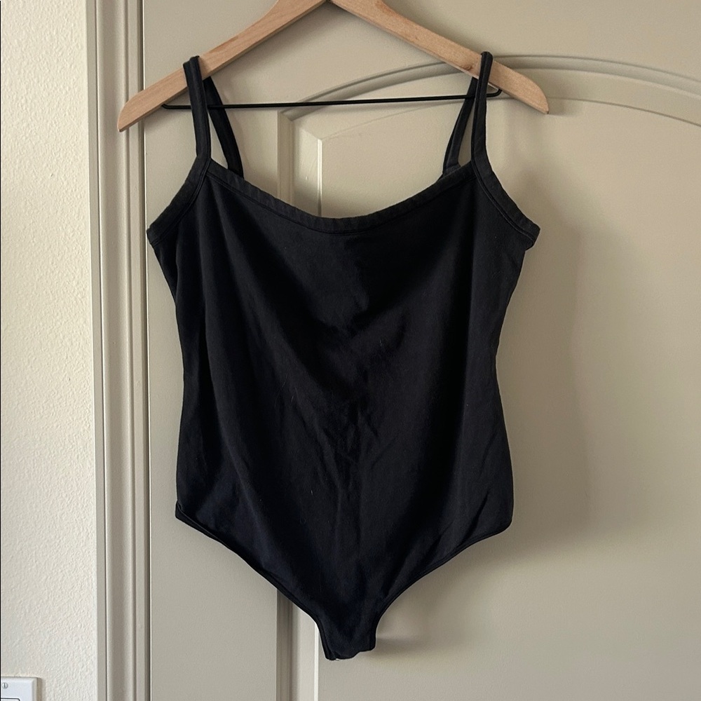 SKIMS Black Spaghetti Strap Bodysuit
